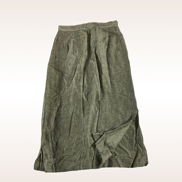Linen‎ Maxi Skirt Womens 8 Green Boho Drawstring High Waist Summer Coastal Chic - Picture 4 of 5